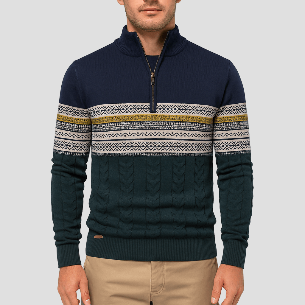 Jordan | Striped Quarter-Zip Sweater