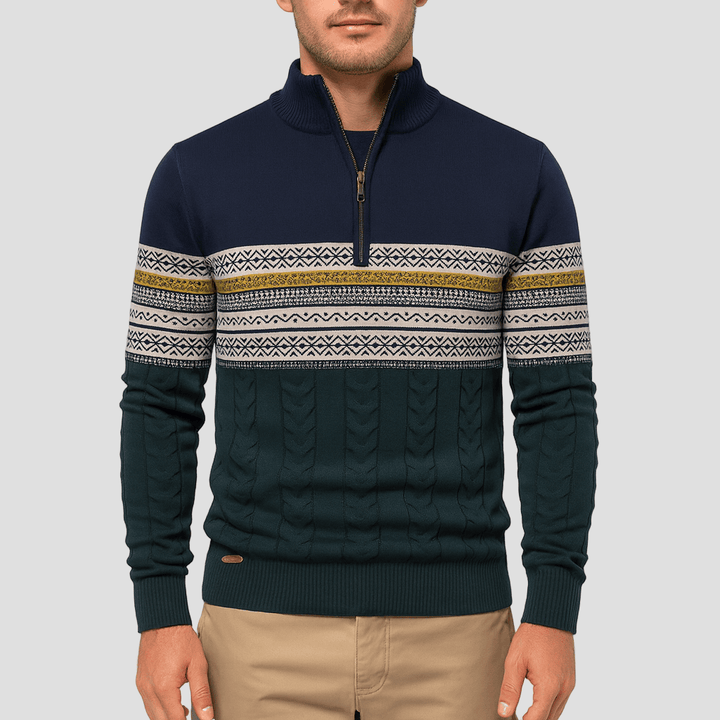 Jordan | Striped Quarter-Zip Sweater