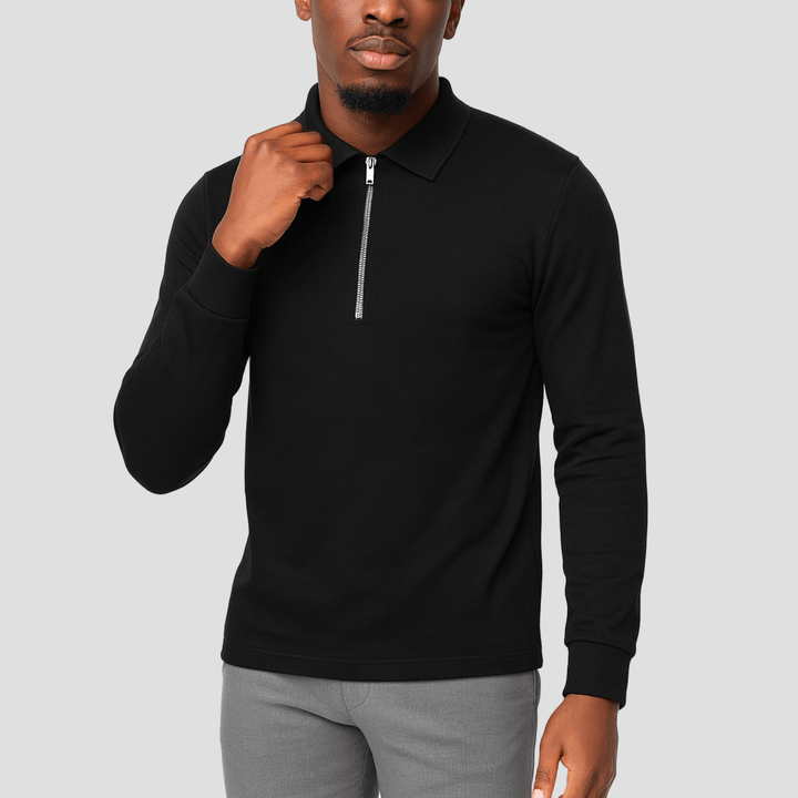 Nathan | Zippered Polo Knit Sweater