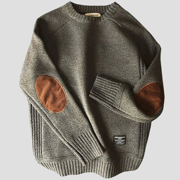 Connor | Men’s Crewneck Sweater with Elbow Patches