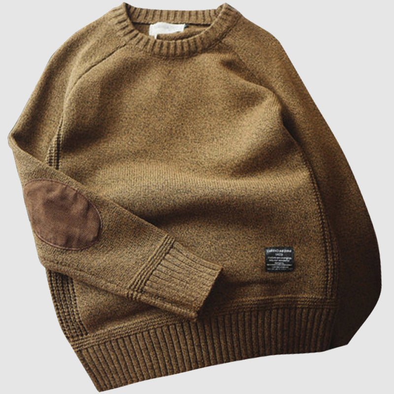 Connor | Men’s Crewneck Sweater with Elbow Patches