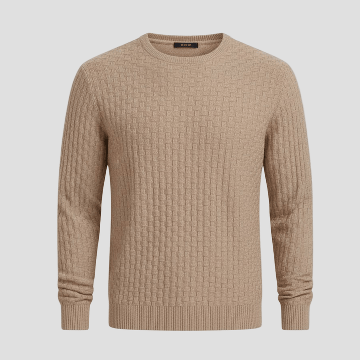 Mason | Waffle Knit Solid Color Crewneck Sweater