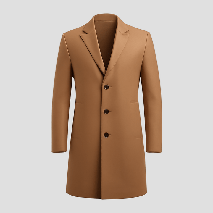 Aiden | Solid Notch Lapel Single-Breasted Mid-Length Coat