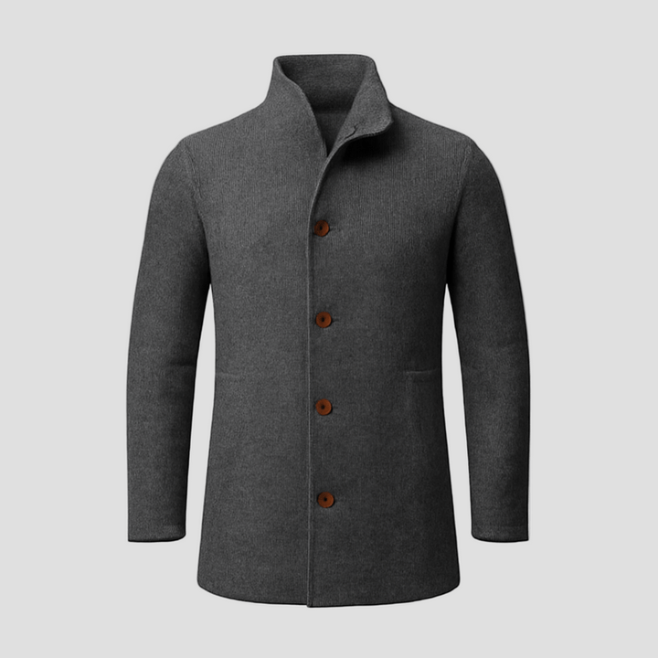 Callum | Retro Herringbone Single-Breasted Mid-Length Coat