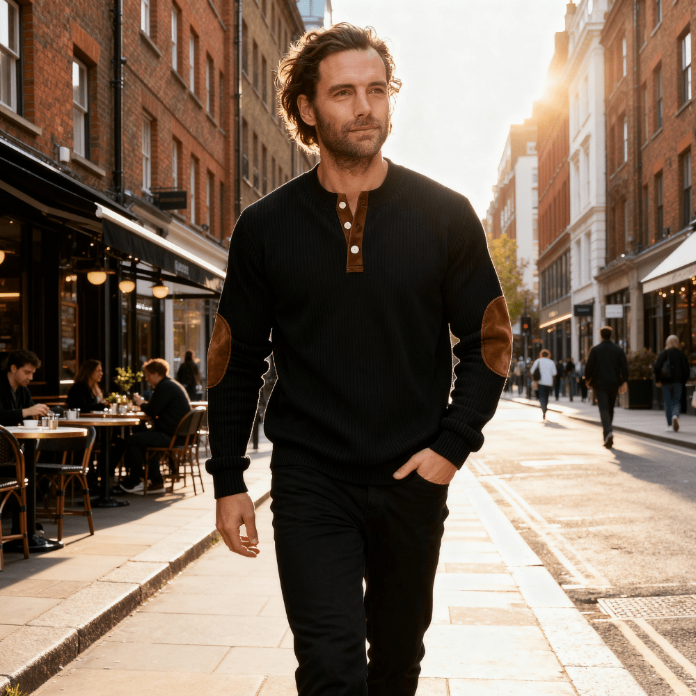 Luc | Casual Colorblock Henley Collar Long Sleeve Sweatshirt