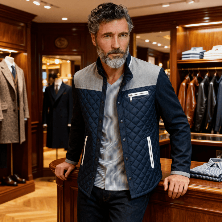 Logan | Men's Quilted Suede-Trim Winter Jacket