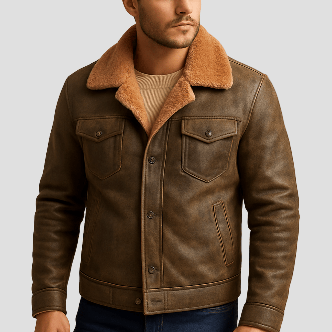 Cavendish | Shearling Biker Leather Jacket for Men