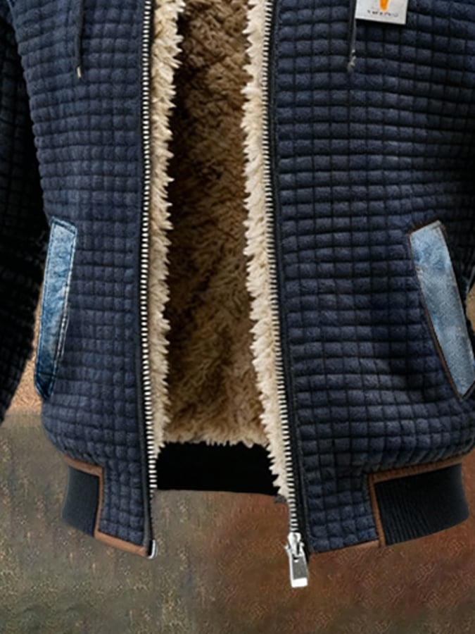 JACK HARRISON™ | NAVY QUILTED JACKET WITH DENIM DETAILS