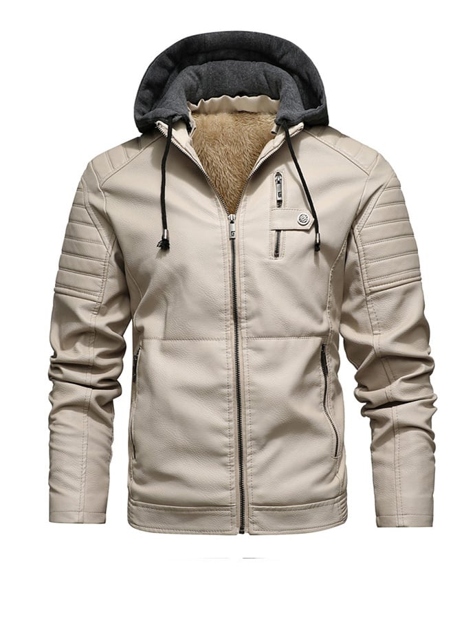 DANIO™ | HOODED JACKET WITH LEATHER EFFECT AND ZIP