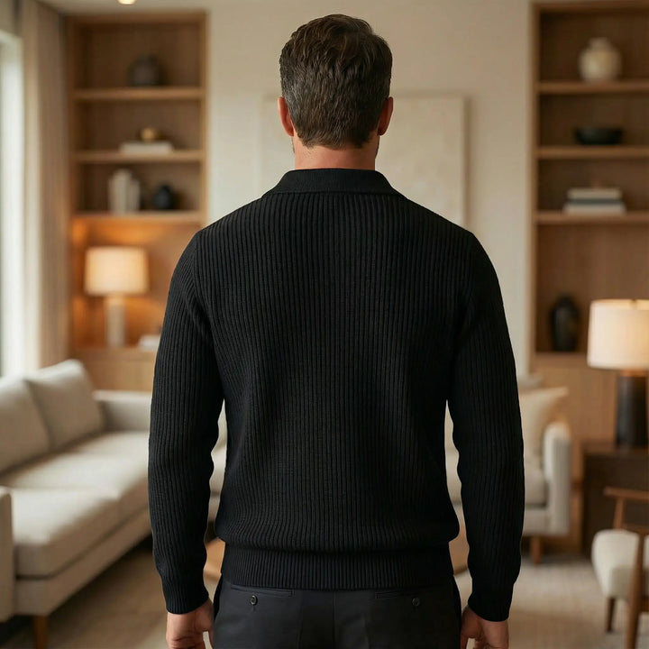 Jaxon | Knitted Half-Zip Polo Sweater