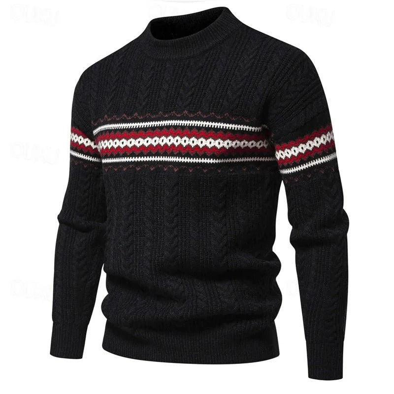 Hunter | Color Block Cable Knit Crewneck Sweater