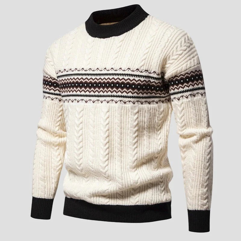 Hunter | Color Block Cable Knit Crewneck Sweater