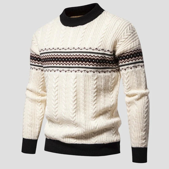 Hunter | Color Block Cable Knit Crewneck Sweater