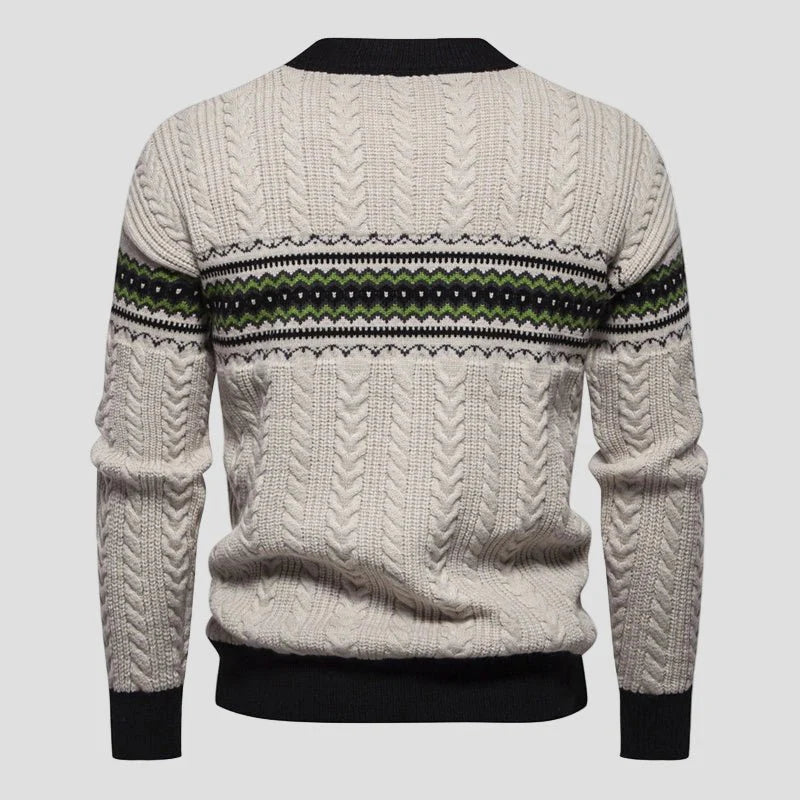 Hunter | Color Block Cable Knit Crewneck Sweater
