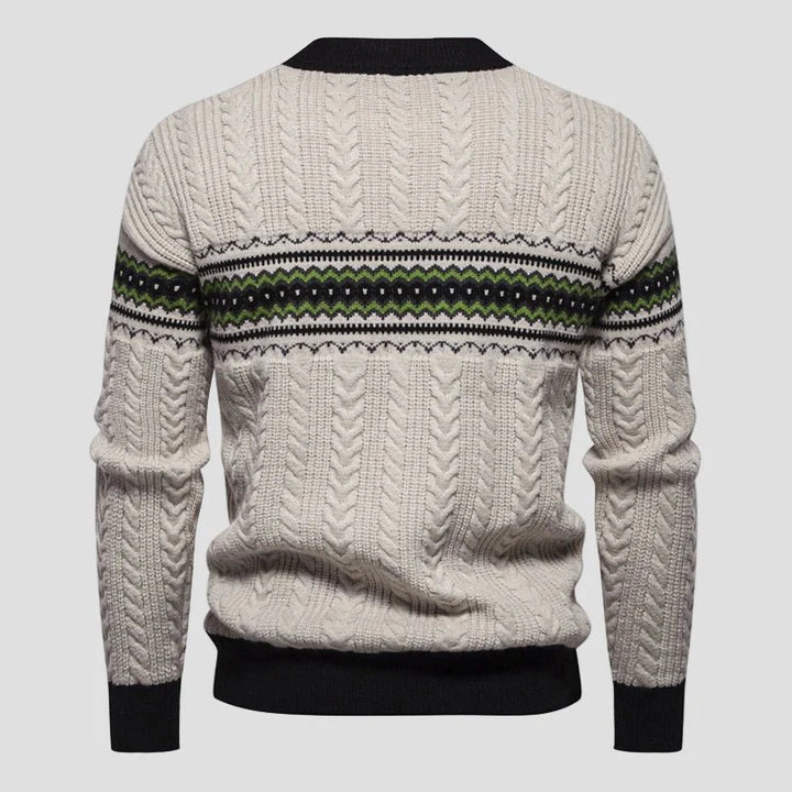 Hunter | Color Block Cable Knit Crewneck Sweater