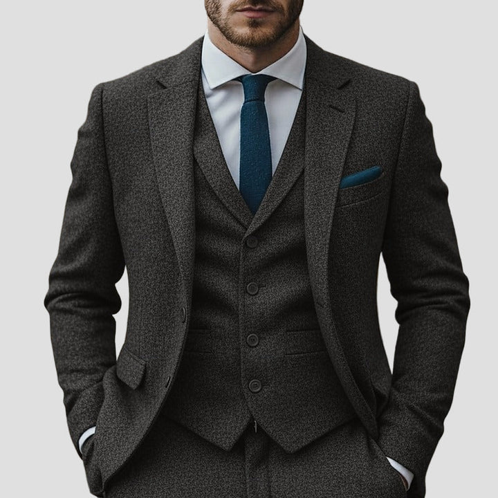 Ashford | Tweed 3-Piece Notch-Lapel Business Suit