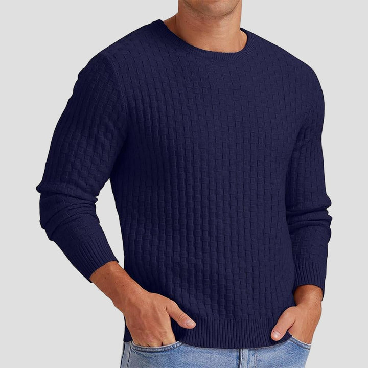 Mason | Waffle Knit Solid Color Crewneck Sweater