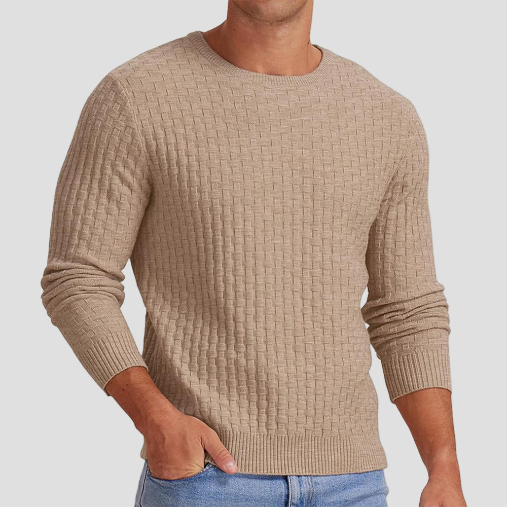 Mason | Waffle Knit Solid Color Crewneck Sweater