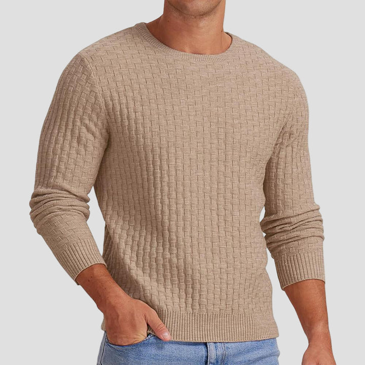 Mason | Waffle Knit Solid Color Crewneck Sweater