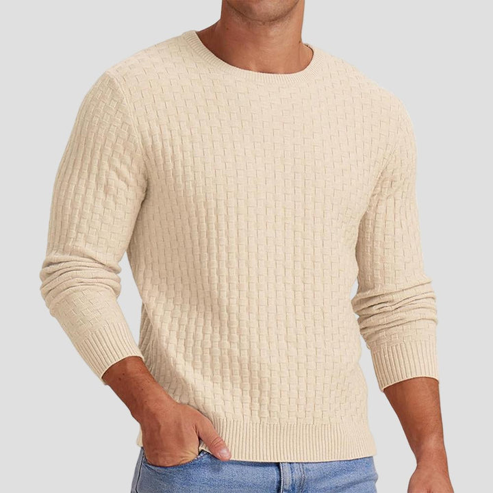 Mason | Waffle Knit Solid Color Crewneck Sweater