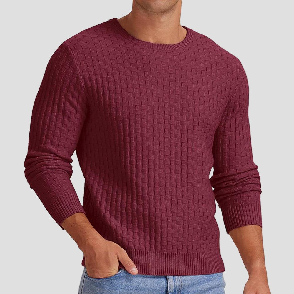 Mason | Waffle Knit Solid Color Crewneck Sweater