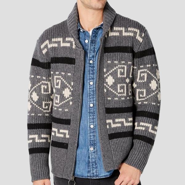 Maxwell | Geometric Lapel Sweater Knit Cardigan