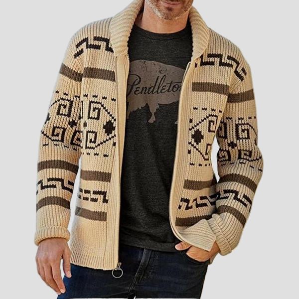 Maxwell | Geometric Lapel Sweater Knit Cardigan