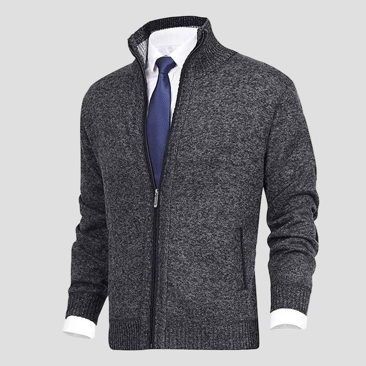 Owen | Solid Stand Collar Knit Cardigan
