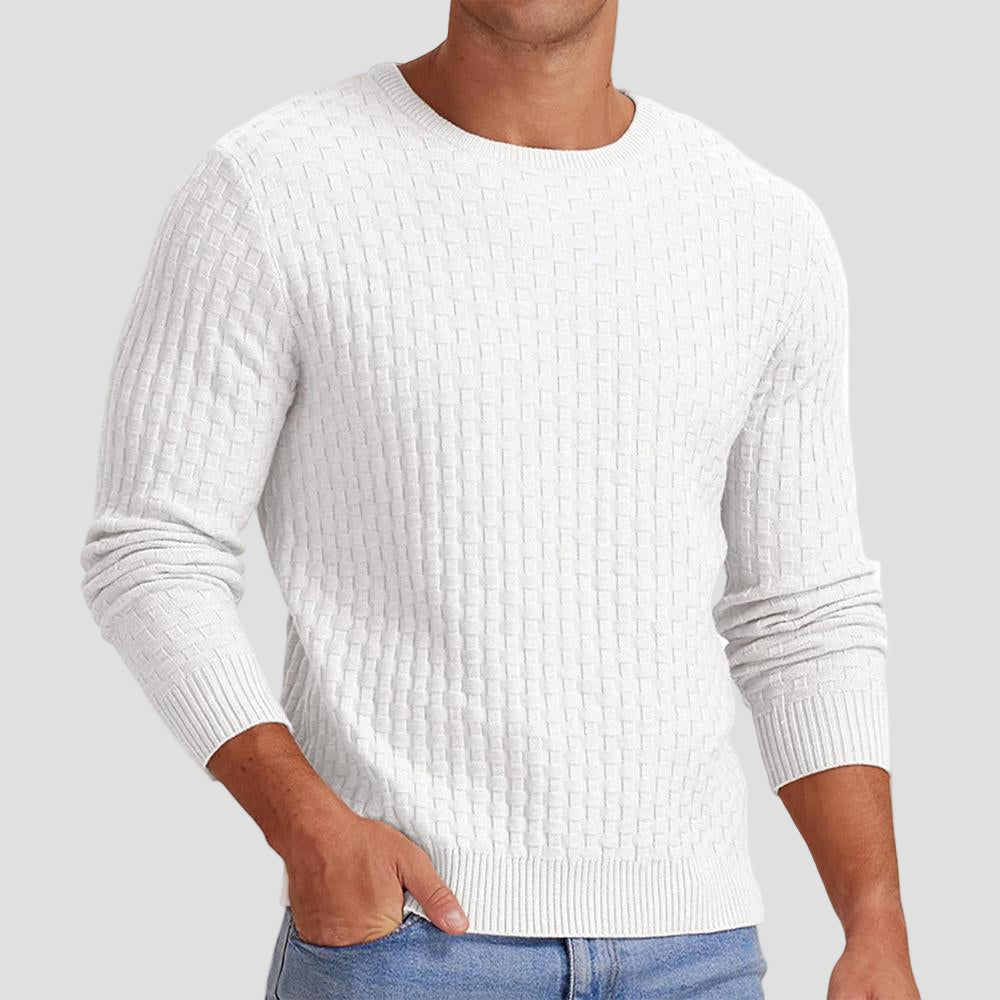 Mason | Waffle Knit Solid Color Crewneck Sweater