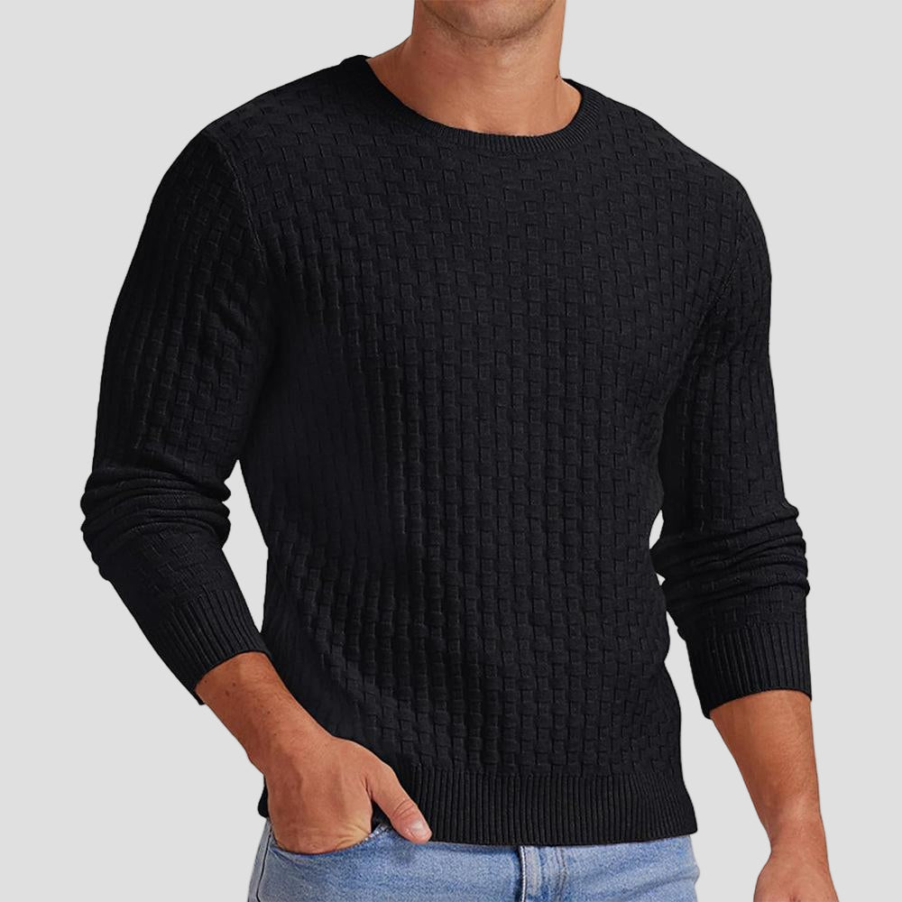 Mason | Waffle Knit Solid Color Crewneck Sweater