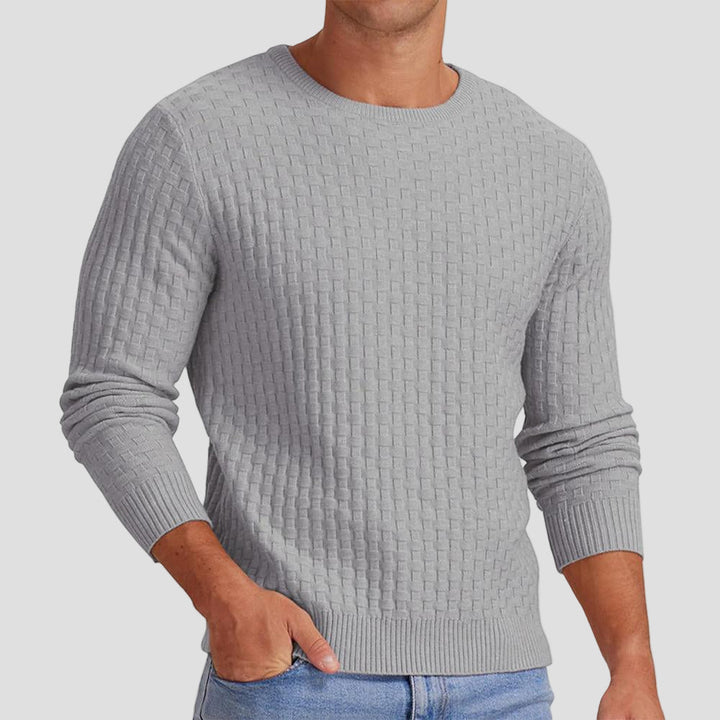 Mason | Waffle Knit Solid Color Crewneck Sweater