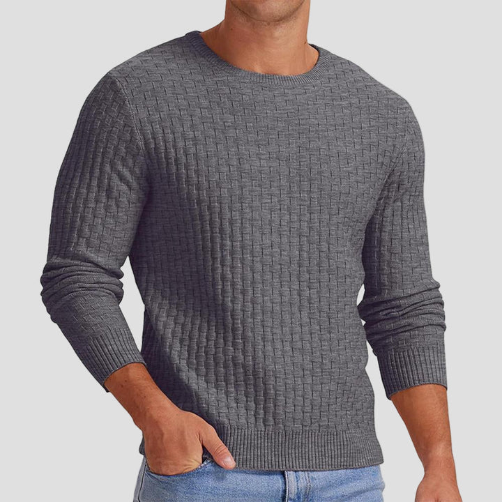 Mason | Waffle Knit Solid Color Crewneck Sweater