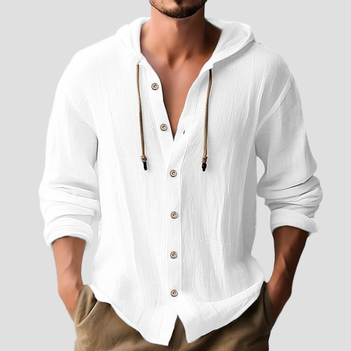 Callum | Solid Color Single Breasted Long Sleeve Hoodie