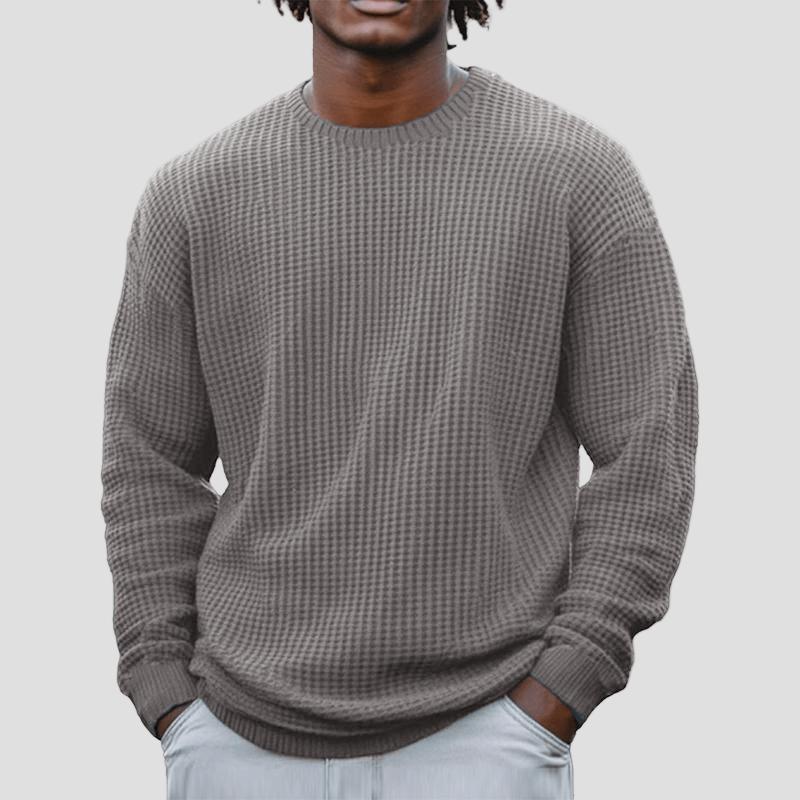 Grayson | Solid Color Waffle Round Neck Sweatshirt