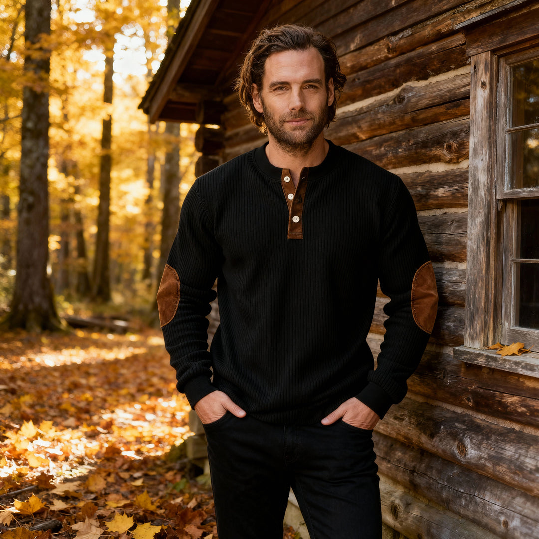 Luc | Casual Colorblock Henley Collar Long Sleeve Sweatshirt