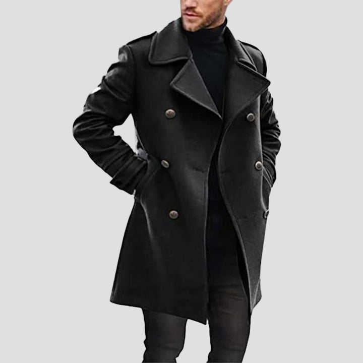 Hudson | Lapel Double-Breasted Mid-Length Coat