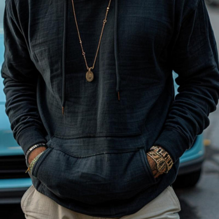 Felix | Retro Solid Kangaroo Pocket Hoodie