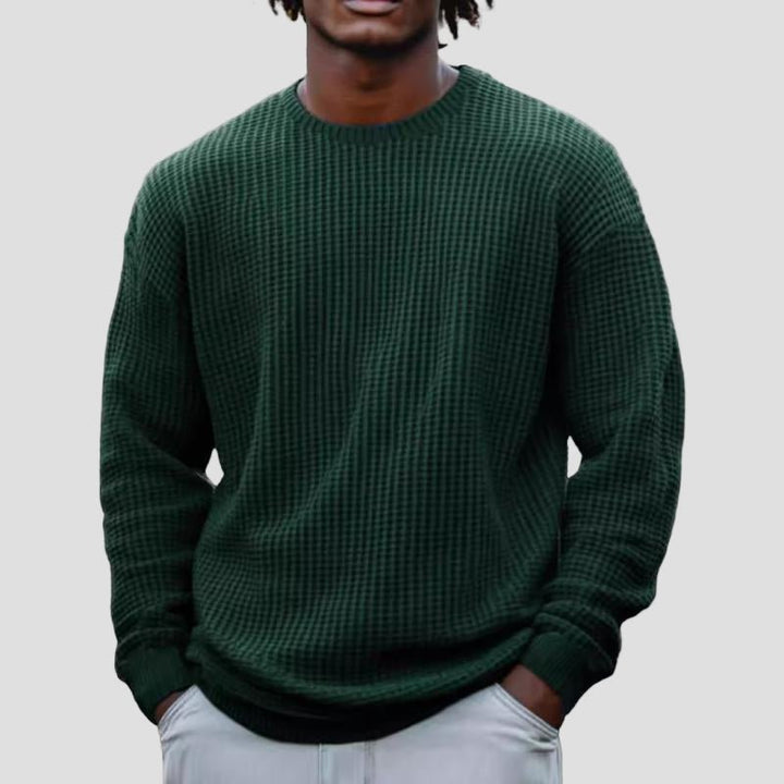 Grayson | Solid Color Waffle Round Neck Sweatshirt