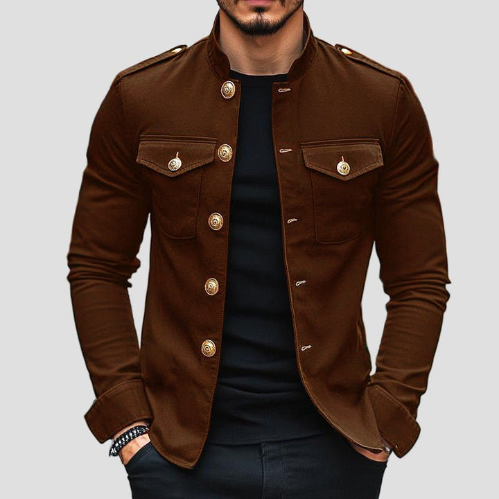 Colton | Vintage Casual Solid Stand Collar Button Jacket