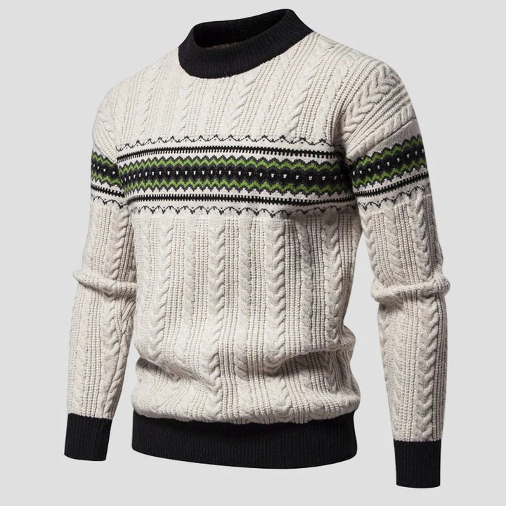 Hunter | Color Block Cable Knit Crewneck Sweater