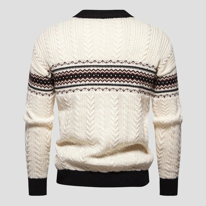 Hunter | Color Block Cable Knit Crewneck Sweater